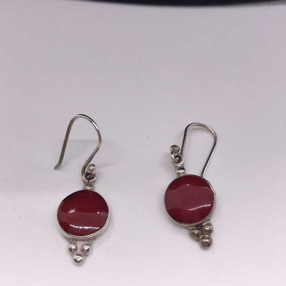 Vintage Carnelian ATI 925 Silver Mexico Wire Earring Set - Picture 7 of 8
